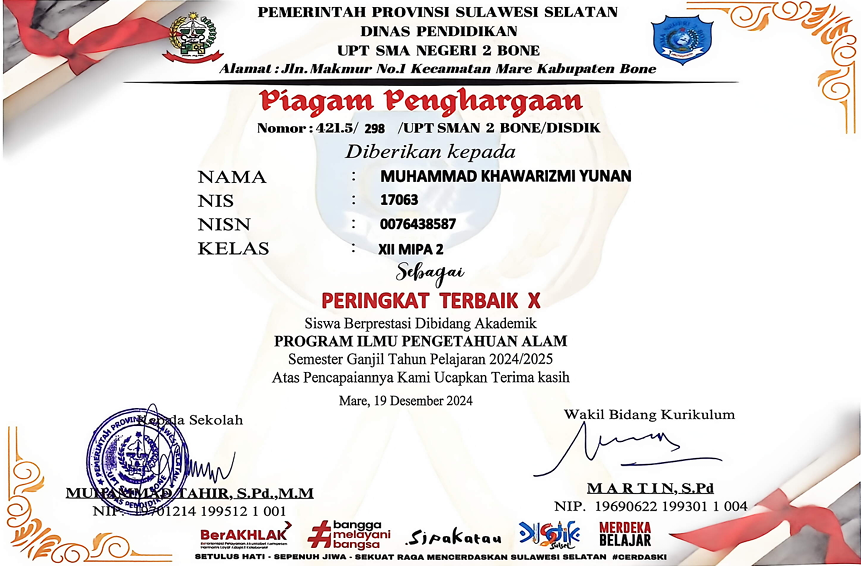 Sertifikat Siswa Terbaik